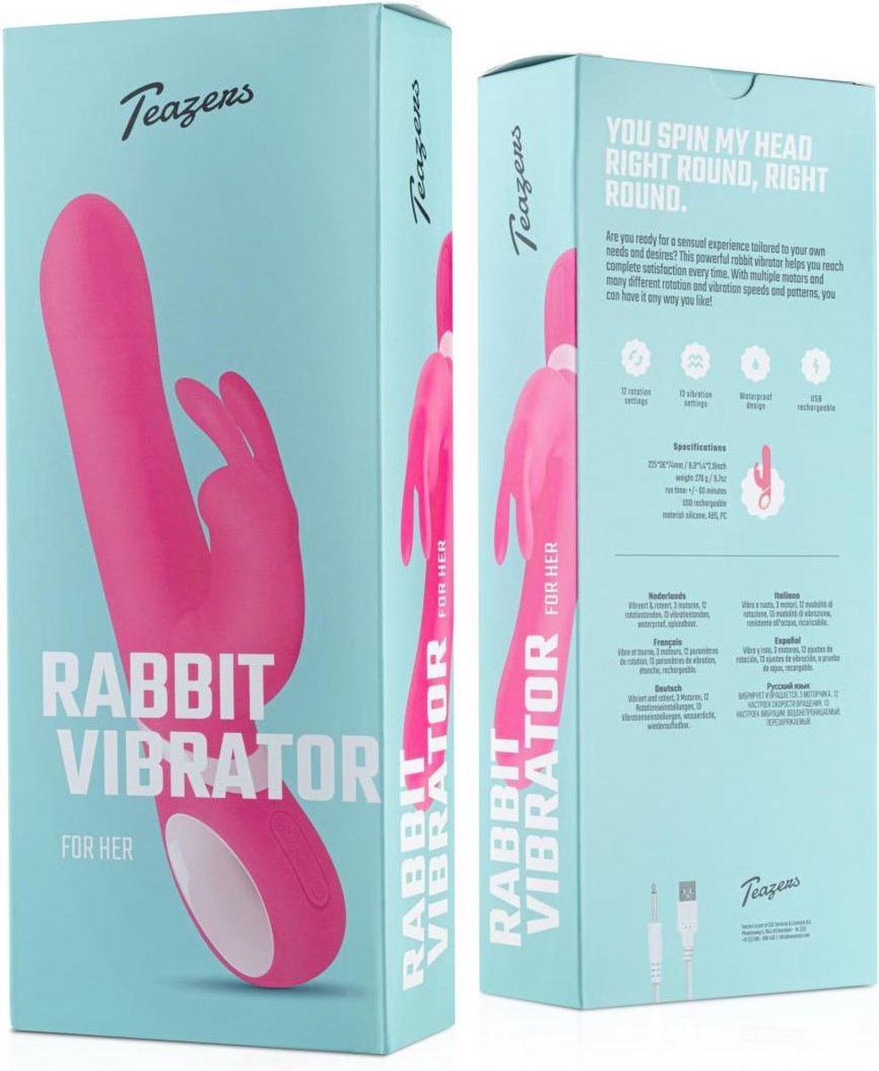 Teazers Roterende & Vibrerende Rabbit Vibe - Roze
