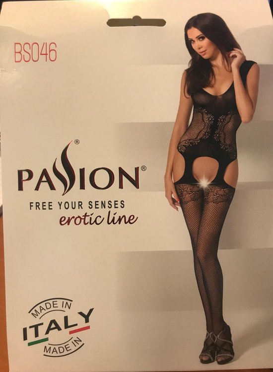 Passion Jarretel Catsuit Met Visnet En Bloemenpatroon