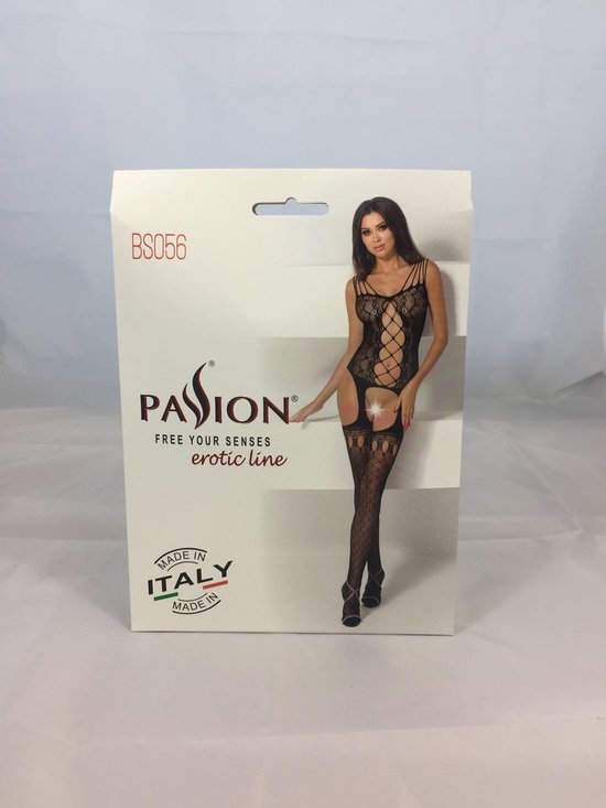 Passion Jarretel Catsuit - - Zwart