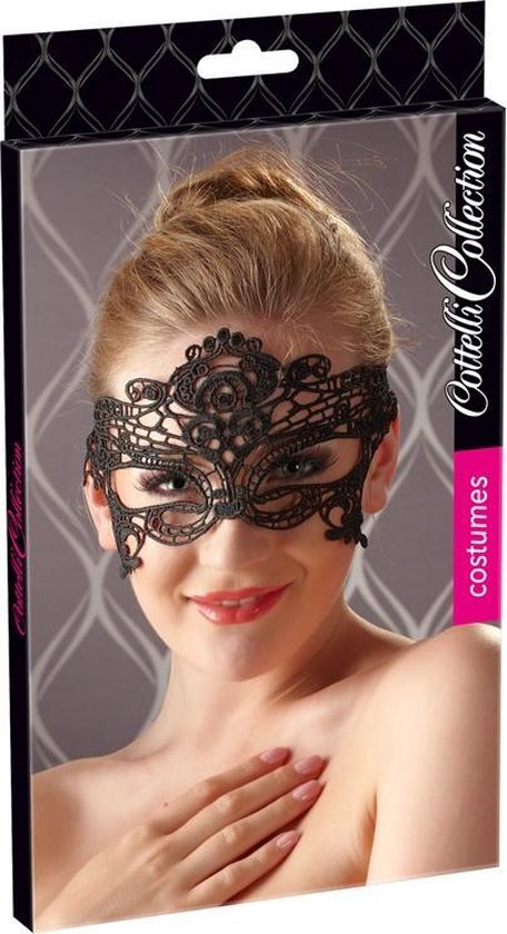 Cottelli Collection Oogmasker met borduursels - Zwart
