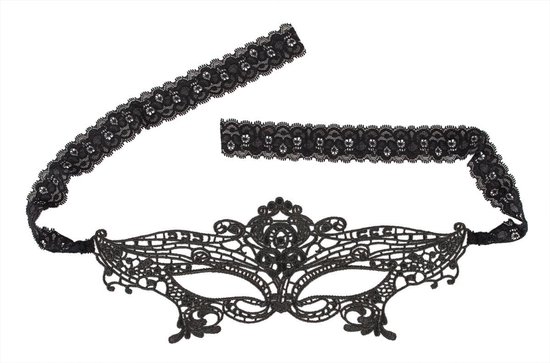 Cottelli Collection Oogmasker met borduursels - Zwart