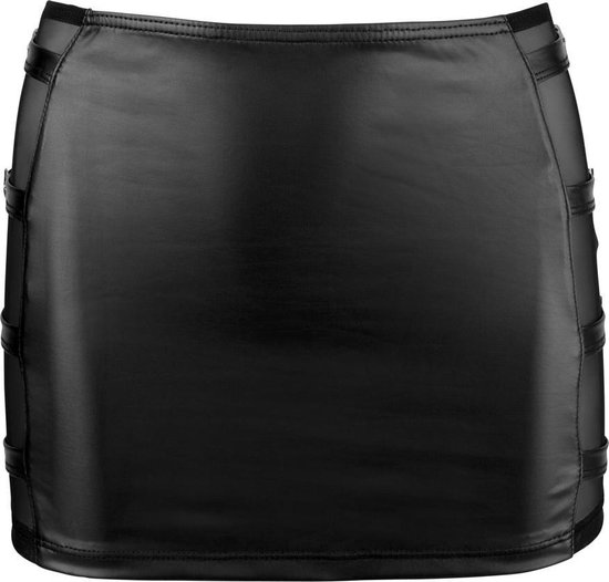 Cottelli Collection Wetlook Mini Rok Met Riempjes - Zwart