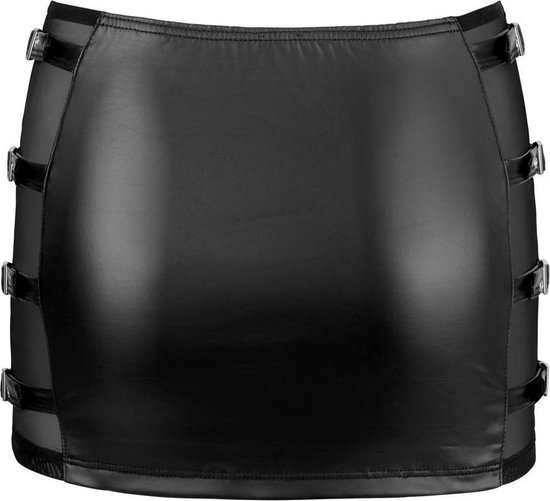 Cottelli Collection Wetlook Mini Rok Met Riempjes - Zwart
