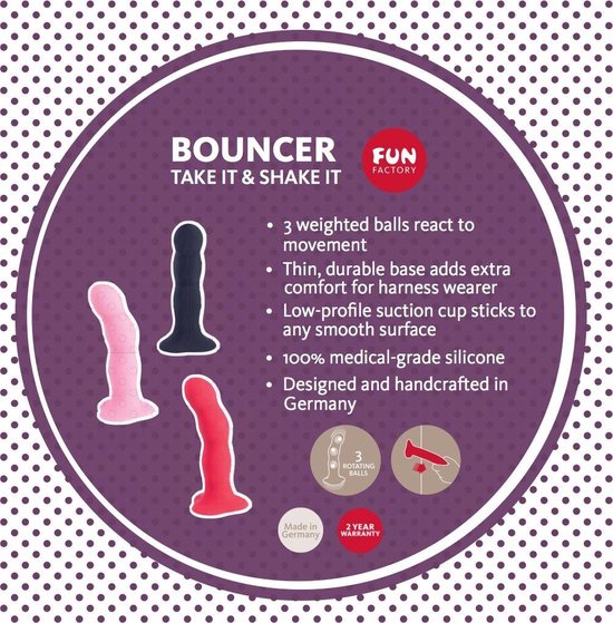 Fun Factory Bouncer Dildo Met Metalen Balletjes - - Zwart