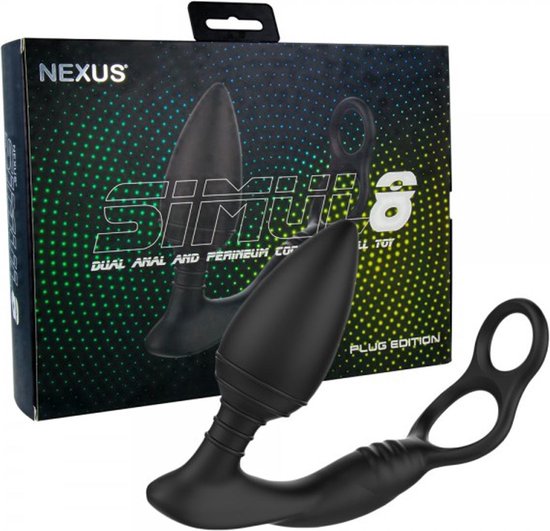 Nexus Simul8 Buttplug Met Cockring/Ballstretcher - Zwart