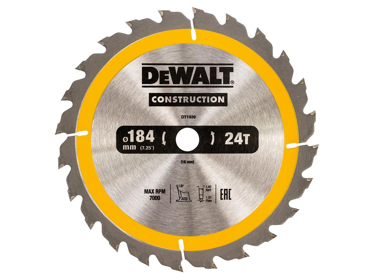 DeWalt Zaagblad voor Hout 184x16x1,8mm 24T