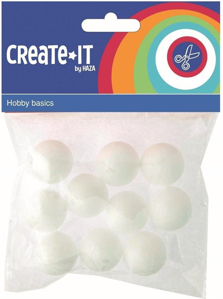 Haza Original CREATE-IT Polystyreen Bollen 2,5 Cm 10 Stuks - Wit