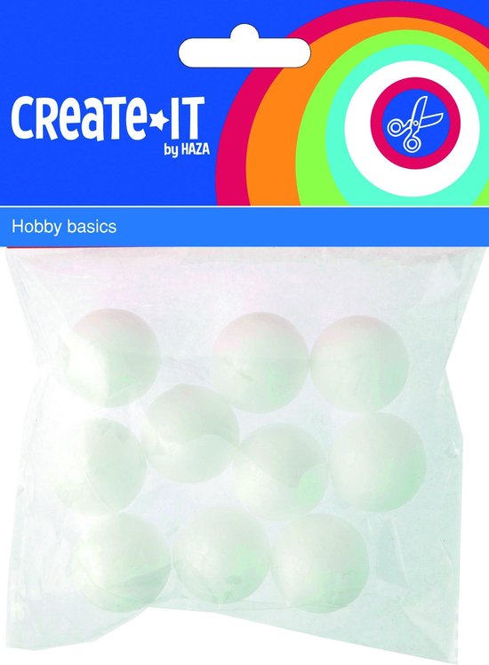 Haza Original CREATE-IT Polystyreen Bollen 2,5 Cm 10 Stuks - Wit