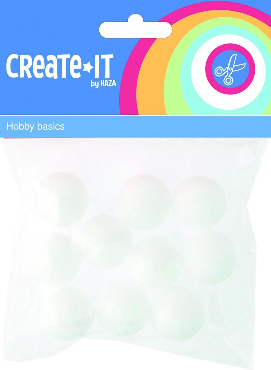 Haza Original CREATE-IT Polystyreen Bollen 2,5 Cm 10 Stuks - Wit