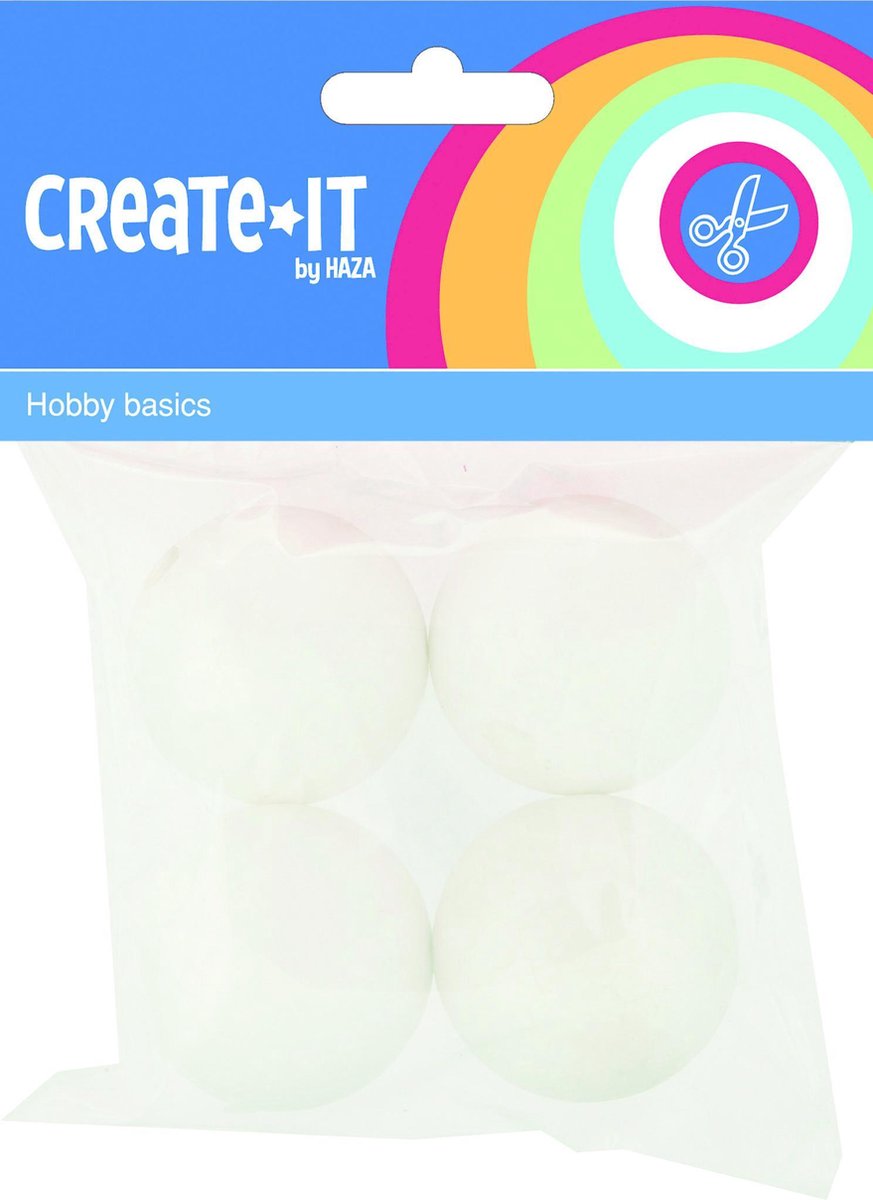 Haza Original CREATE-IT Polystyreen Bollen 4,5 Cm 4 Stuks - Wit