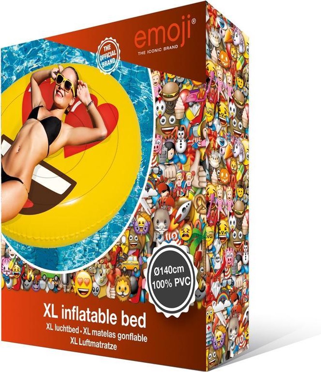 Generic Opblaasbaar Luchtbed Figuur Emoji Face Heart - Geel