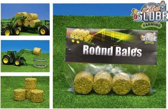 Kids Globe Hooibalen Rond 4 Stuks 1:32 - Bruin