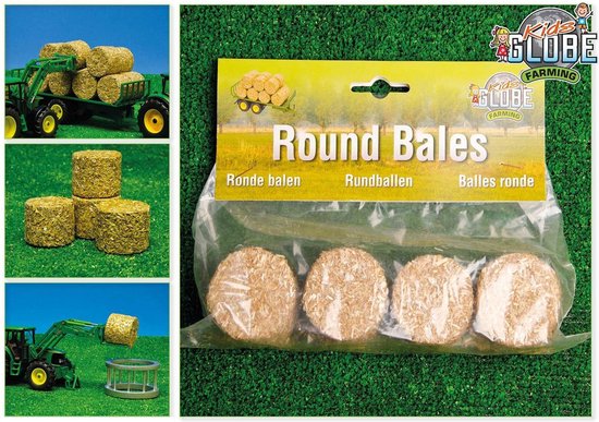 Kids Globe Hooibalen Rond 4 Stuks 1:32 - Bruin