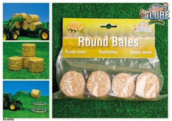 Kids Globe Hooibalen Rond 4 Stuks 1:32 - Bruin