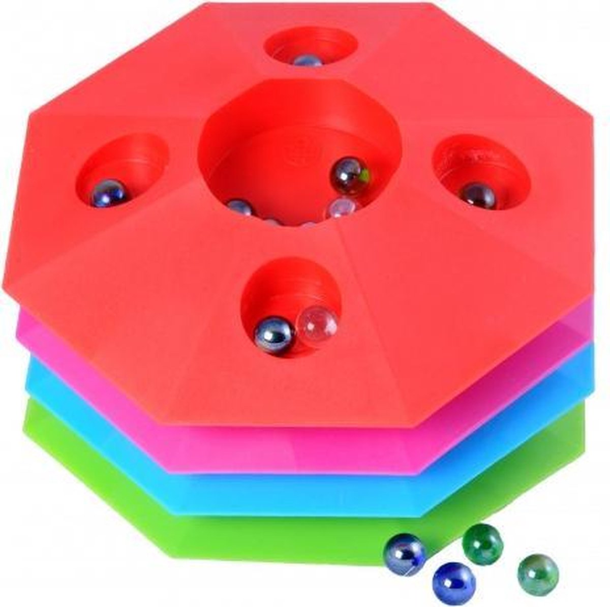 Angel Toys Knikkerpot Groot Met 10 Knikkers 4 Assorti - Rood
