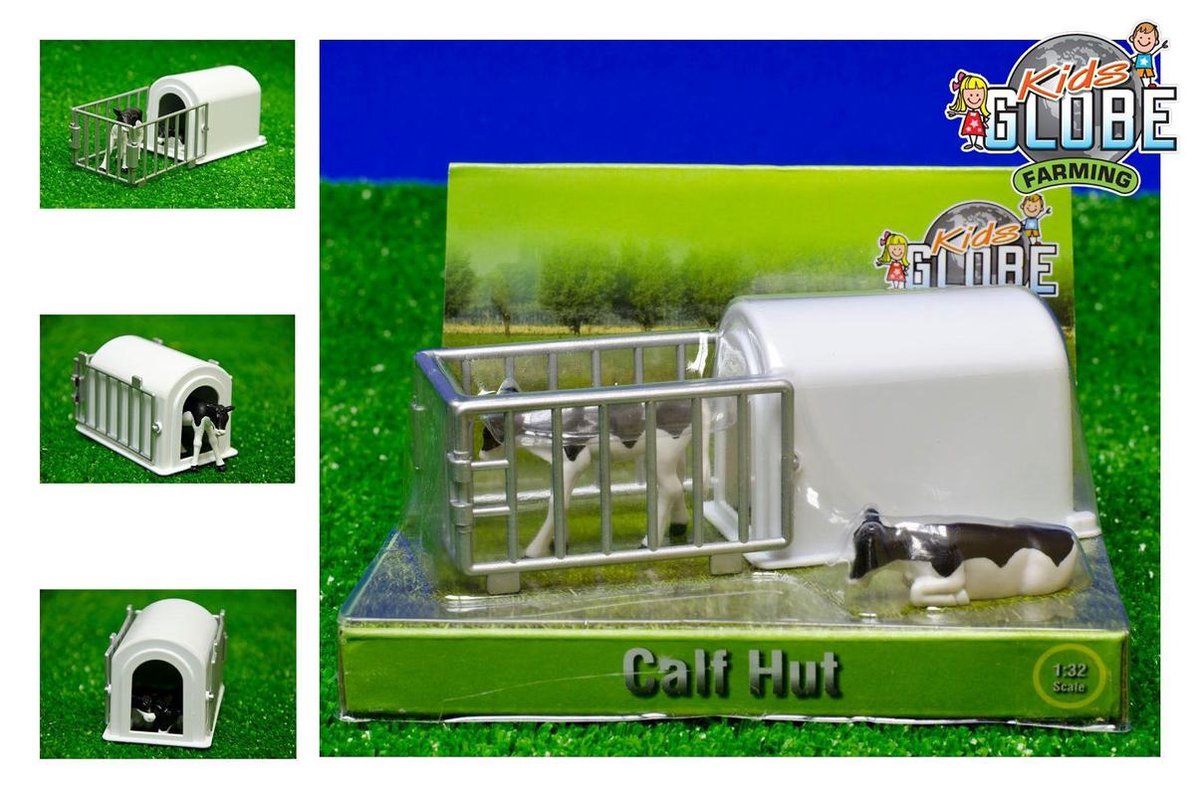 Kids Globe Farming Kalverhut Kids Globe Met 2 Kalfjes 1:32