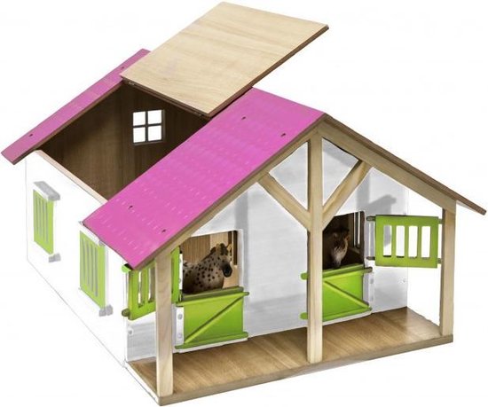 Kids Globe Paardenstal Met 2 Boxen en Berging - Roze