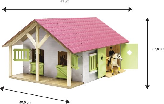 Kids Globe Paardenstal Met 2 Boxen en Berging - Roze