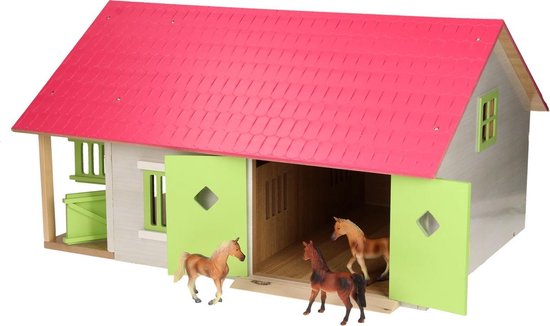 Kids Globe Paardenstal Met 2 Boxen en Berging - Roze