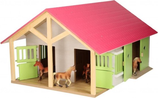 Kids Globe Paardenstal Met 2 Boxen en Berging - Roze