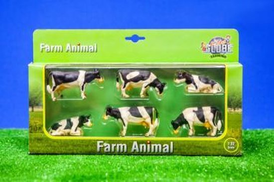 Kids Globe Farming Koeien 1:32/Wit 6 Stuks Kids Globe - Zwart