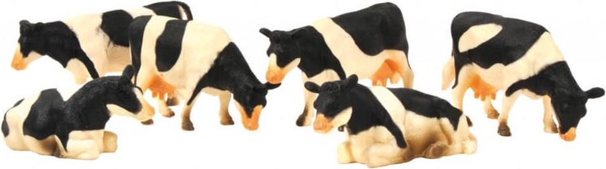 Kids Globe Farming Koeien 1:32/Wit 6 Stuks Kids Globe - Zwart