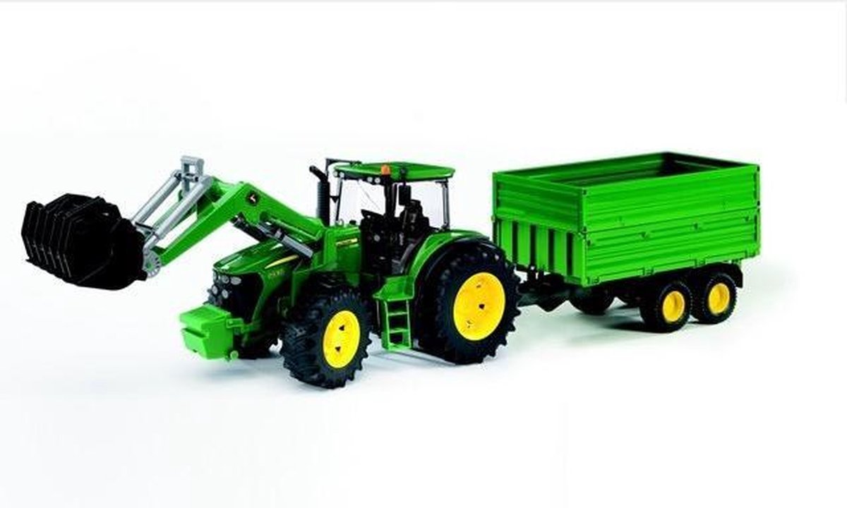 Bruder Tractor John Deere Met Aanhanger - Groen