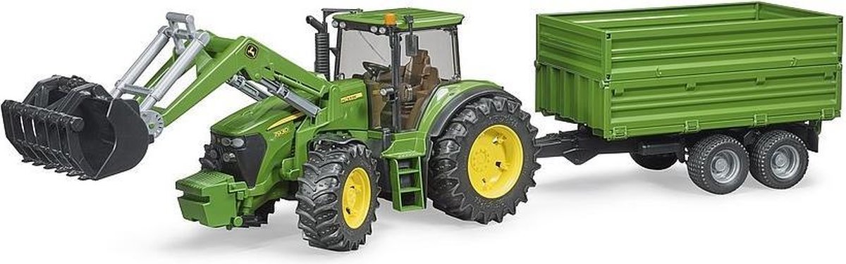 Bruder Tractor John Deere Met Aanhanger - Groen