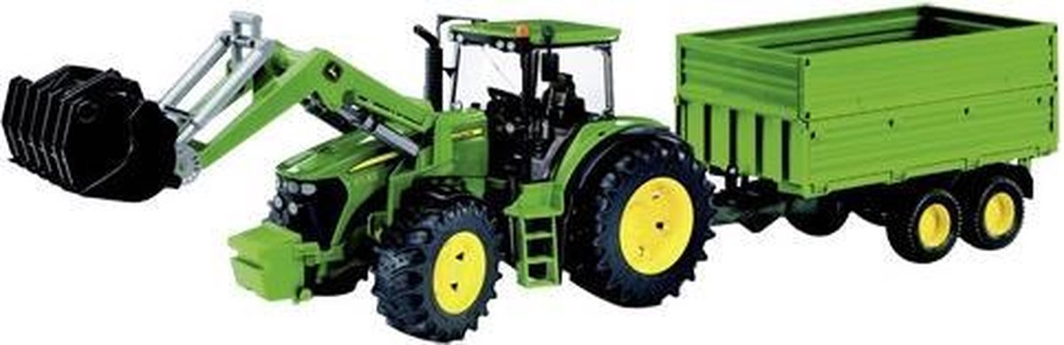 Bruder Tractor John Deere Met Aanhanger - Groen