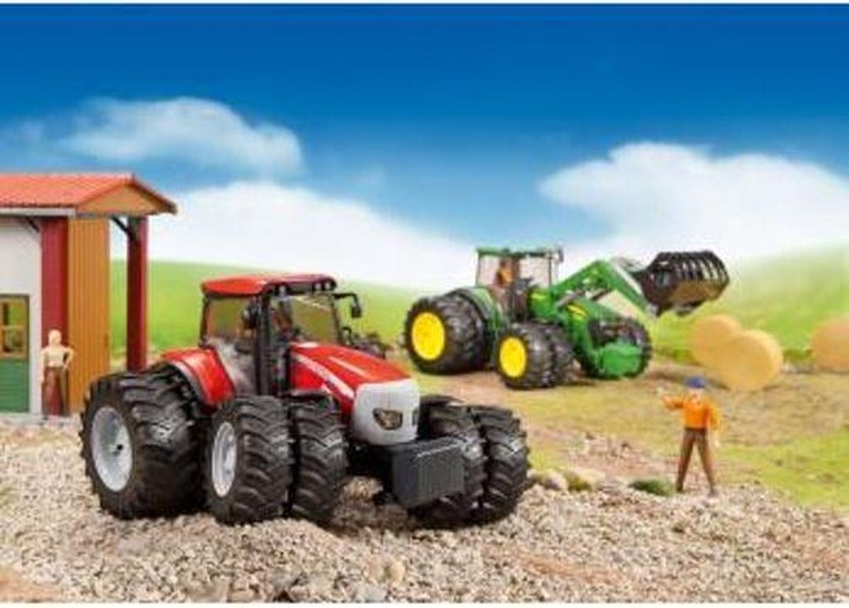 Bruder Tractor John Deere Met Aanhanger - Groen