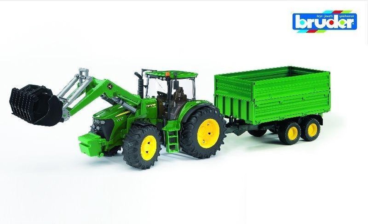 Bruder Tractor John Deere Met Aanhanger - Groen