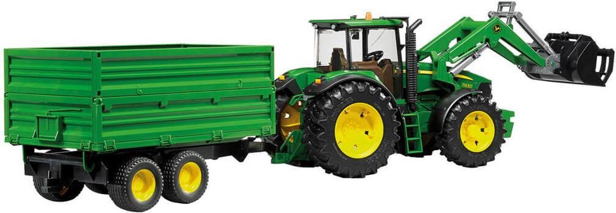 Bruder Tractor John Deere Met Aanhanger - Groen