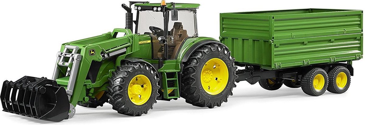 Bruder Tractor John Deere Met Aanhanger - Groen