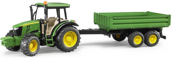 Bruder Tractor John Deere 5115M Met Aanhanger - Groen