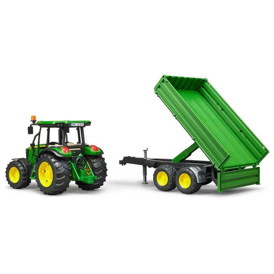 Bruder Tractor John Deere 5115M Met Aanhanger - Groen