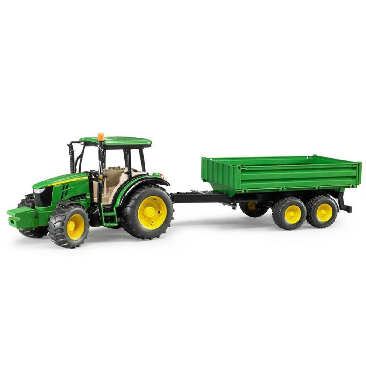 Bruder Tractor John Deere 5115M Met Aanhanger - Groen