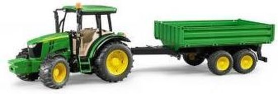 Bruder Tractor John Deere 5115M Met Aanhanger - Groen