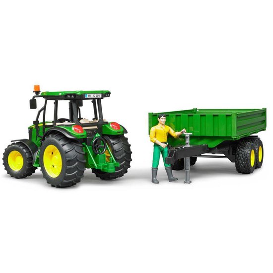 Bruder Tractor John Deere 5115M Met Aanhanger - Groen