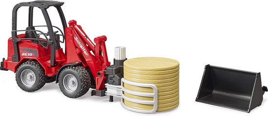 Bruder Shovel Schaeffer 2630 Balengrijper Met Ronde Hooibaal - Rood