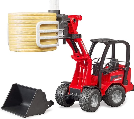 Bruder Shovel Schaeffer 2630 Balengrijper Met Ronde Hooibaal - Rood