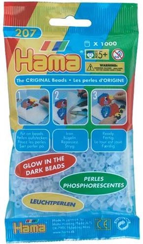 Hama Strijkkralen 1000 Stuks Glow - Blauw