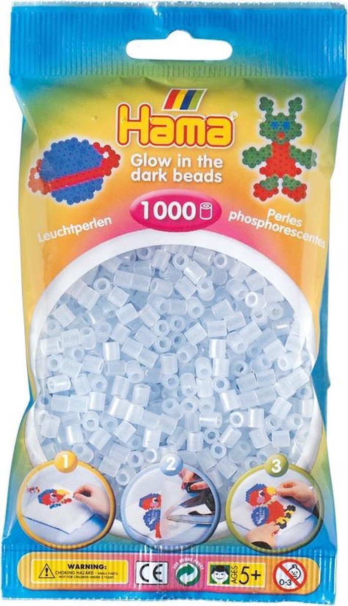 Hama Strijkkralen 1000 Stuks Glow - Blauw