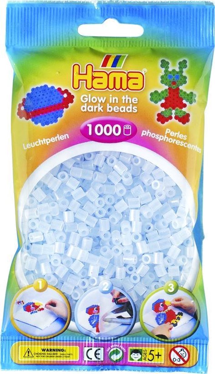 Hama Strijkkralen 1000 Stuks Glow - Blauw