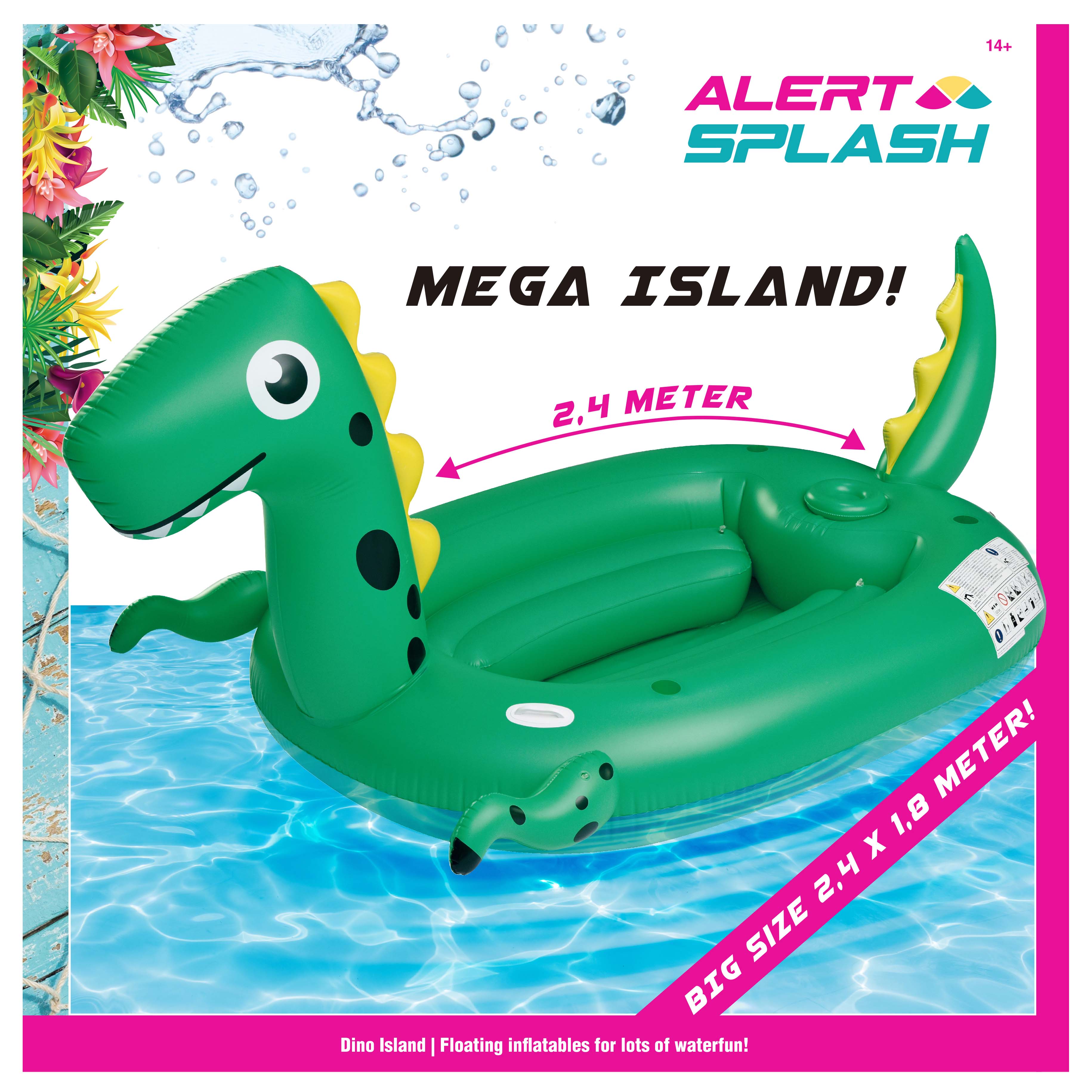 Splash Opblaasbaar Figuur Small Dino 240X180 Cm - Groen