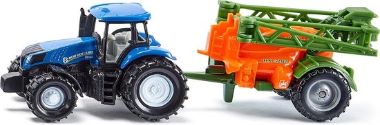 Siku Tractor New Holland Met Veldspuit - Blauw