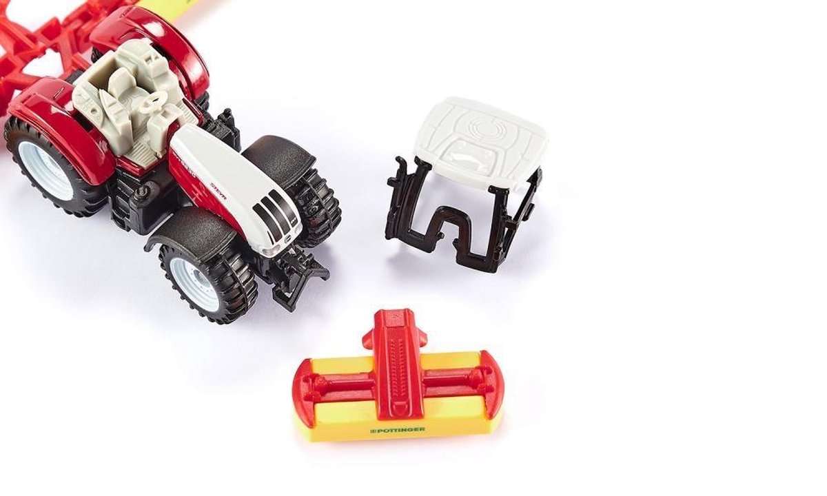 Siku Tractor Steyr Met Pöttinger Maaimachine - Rood
