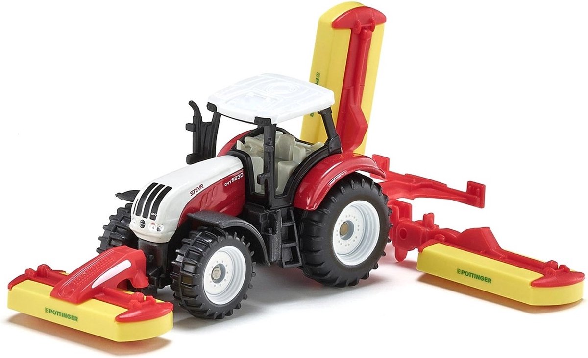 Siku Tractor Steyr Met Pöttinger Maaimachine - Rood