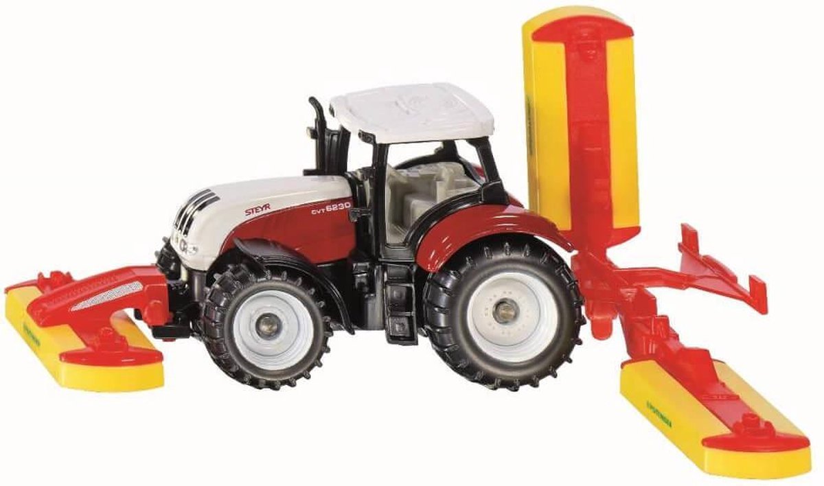 Siku Tractor Steyr Met Pöttinger Maaimachine - Rood
