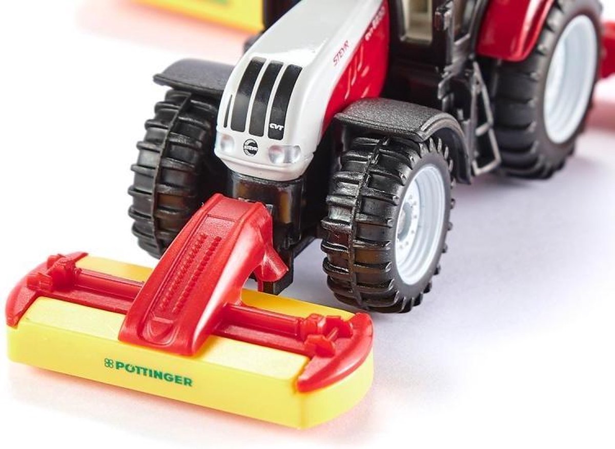 Siku Tractor Steyr Met Pöttinger Maaimachine - Rood