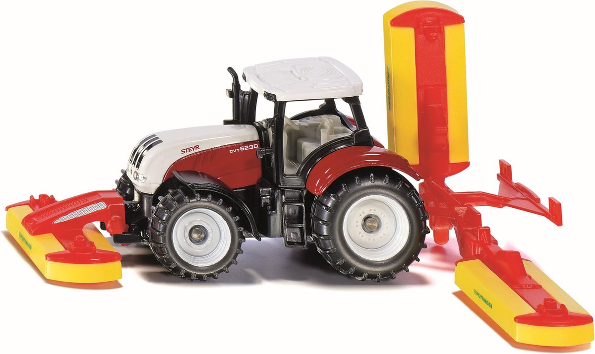 Siku Tractor Steyr Met Pöttinger Maaimachine - Rood